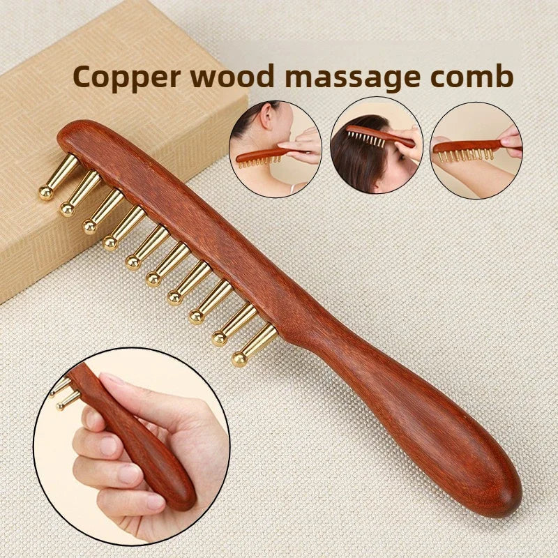 Peigne de massage crânien en bois